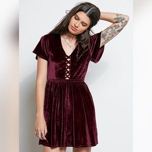 Volcom Stone Row Crimson Velvet Dress ✨ NWT